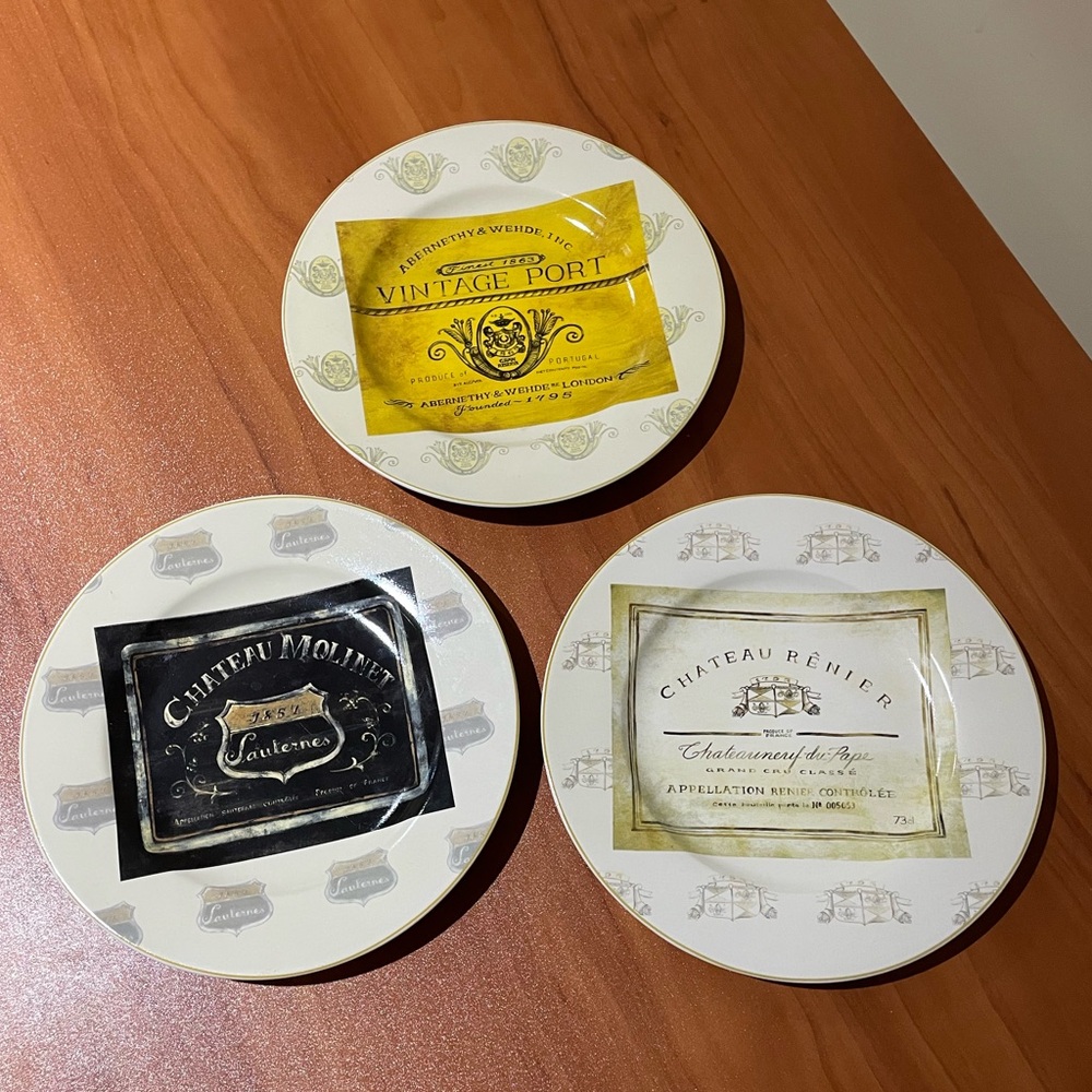 ⭐️SAKURA Table Wine Collection Set 3 Salad Dessert Plates Angela Staehling⭐️